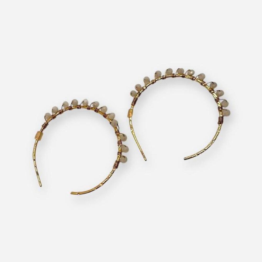 Boho gold hoop beaded earrings